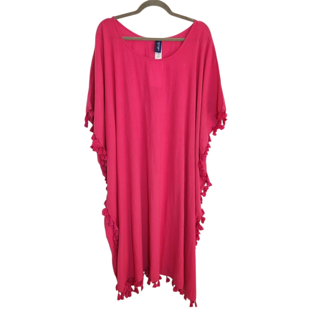 Swimsuits For All Hot Pink Tassel Fringe Cover-Up Size 18 NWOT